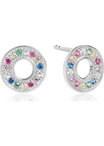 SIF JAKOBS, Damen Ohrstecker 'Valiano SJ-E1048-XCZ', Blau / Gelb / Hellgrün / Pink / Silber
