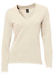Heine, Damen V-Pullover, Offwhite