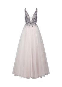 UNIQUE, Damen Abendkleid, Beige / Silbergrau