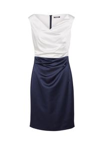Vera Mont, Damen Cocktailkleid in Satinoptik, Creme / Dunkelblau
