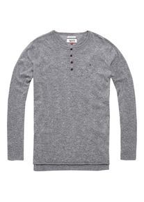 Tommy Jeans, Herren Pullover 'THDM HENLEY SWEATER L/S 6', Graumeliert