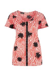 TRIANGLE, Damen V-Neck-Blusenshirt, Rot / Schwarz / Wei&szlig;