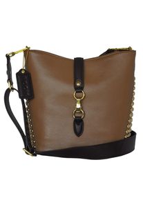 POON Switzerland, Damen Schultertasche, Braun / Kastanienbraun / Gold