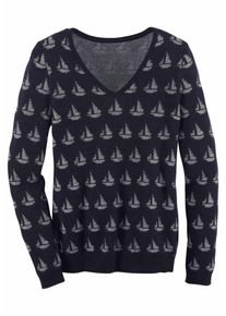 Guido Maria Kretschmer, Damen V-Ausschnitt-Pullover, Royalblau / Dunkelblau