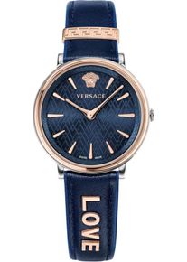 Versace, Damen Schweizer Uhr 'VBP090017' (Set, 2 tlg.), Dunkelblau / Rosegold