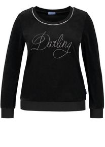 SAMOON, Damen Nicki-Sweatshirt mit Stickerei, Schwarz