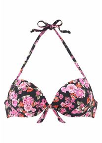 Lascana, Damen Bikinitop 'Bl&uuml;mli', Pink / Schwarz