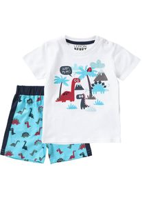 LEMON BERET, T-Shirt+ Shorts 'Dino', Nachtblau / Aqua / Wei&szlig;
