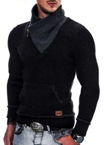 INDICODE JEANS, Herren Strickpullover ' Dane ', Dunkelgrau / Schwarz
