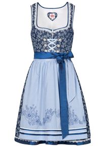 Spieth & Wensky SPIETH & WENSKY, Damen Dirndl 'Glitzer' 55 cm, Himmelblau / Dunkelblau / Wei&szlig;