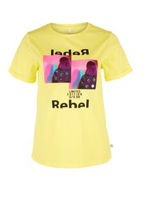 Q/S Designed By, Damen Shirt, Gelb / Pink / Schwarz