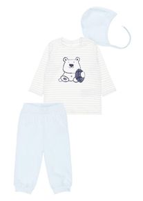 name it, Langarm-Oberteil + Hose Geschenk-Set, Navy / Hellblau / Weiß