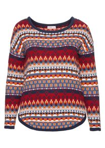 sheego Casual, Damen Rundhalspullover, Mischfarben / Karminrot