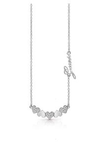 Guess, Damen HALSKETTE 'HEART BOUQUET', Silber / Weiß