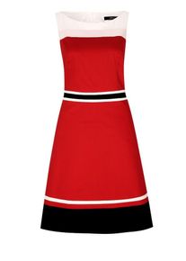s.Oliver BLACK LABEL, Damen Kleid 'KLEID KURZ', Rot / Schwarz / Weiß