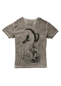 Stockerpoint, Herren Trachtenshirt mit Druck, Grau / Schwarz