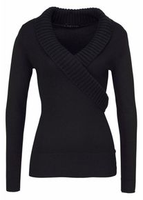Melrose, Damen Wickelpullover, Schwarz