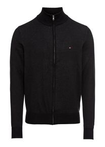 Tommy Hilfiger, Herren Strickjacke 'COTTON SILK ZIP THROUGH', Schwarz