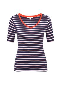 Tom Tailor Denim, Damen Shirt, Dunkelblau / Orange / Weiß