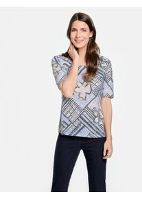 Gerry Weber, Damen T-Shirt, Ecru / Rauchblau / Anthrazit / Weiß