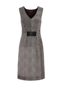 Apart, Damen Kleid mit Kunstleder-Details, Taupe / Schwarz
