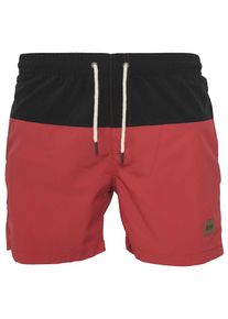 Urban Classics, Herren Badeshorts 'Block Swim Shorts', Rot / Schwarz