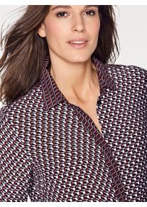 Heine, Damen Druckbluse, Grau / Bordeaux / Weiß