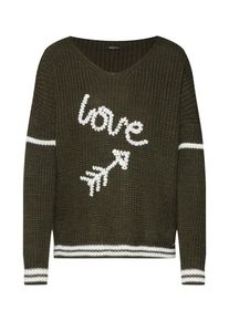 PLEASE, Damen Pullover, Khaki / Weiß