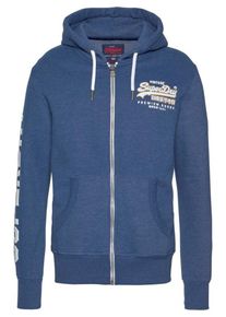 Superdry, Herren Sweatjacke, Blue Denim / Wei&szlig;