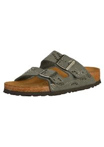 Birkenstock, Damen Pantoletten 'Arizona', Cognac / Khaki / Silber