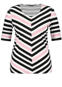 SAMOON, Damen T-Shirt, Hellpink / Schwarz / Weiß