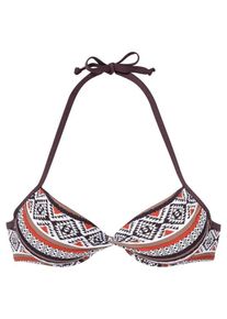 Lascana, Damen Push-up-Top, Braun / Rot / Weiß