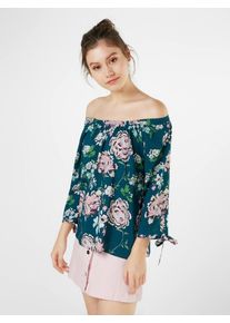 Q/S Designed By, Damen Bluse, Petrol / Rosa
