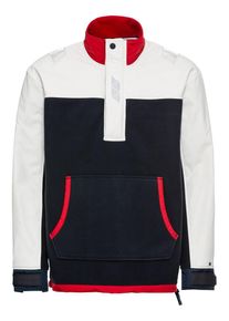 Tommy Hilfiger, Herren Jacke 'RELAXED POLARFLEECE ANORAK', Blau / Rot / Wei&szlig;