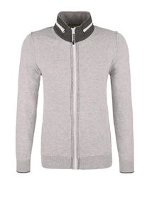 s.Oliver RED LABEL, Herren Strickjacke mit Kontrast-Details, Grau / Taupe
