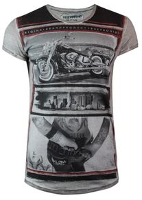 Trueprodigy, Herren T-Shirt, Grau / Dunkelgrau / Pastellrot