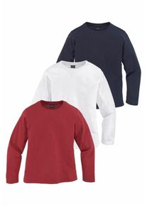 Arizona, Langarmshirt (Packung, 3 tlg.), Ultramarinblau / Rot / Wei&szlig;