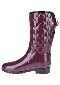 Hunter, Damen Gummistiefel 'REFINED GLOSS QUILT SHORT', Beere / Schwarz