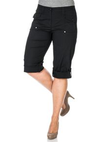 sheego Casual, Damen Komfortable ¾-Stretch-Hose, Schwarz