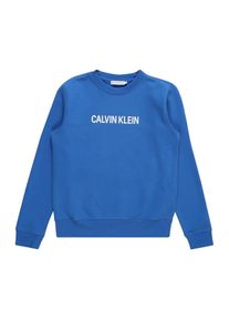 Calvin Klein Jeans, Sweatshirt 'LOGO BRUSHED CREW NECK', Blau / Wei&szlig;