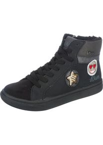 s.Oliver Junior, M&auml;dchen Sneakers High, TEX, gef&uuml;ttert, f&uuml;r M&auml;dchen, Emoji, Schwarz