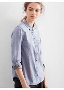 Q/S Designed By, Damen Hemdbluse aus Baumwoll-Chambray, Rauchblau