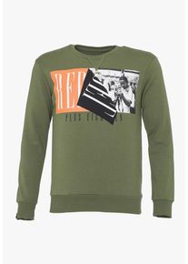 PLUS EIGHTEEN, Herren Sweatshirt, Khaki / Schwarz / Offwhite
