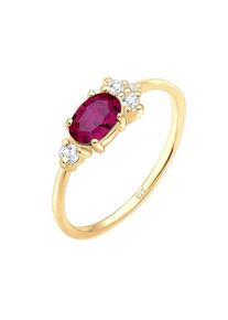Elli Premium, Damen Verlobungsring mit Edelstein, Gold