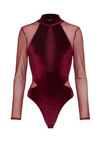 Missguided, Damen 'Velvet Bodysuit Lace Sleeves', Burgunder