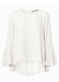 Heine, Damen Rundhalsbluse mit Ärmelvolants, Offwhite