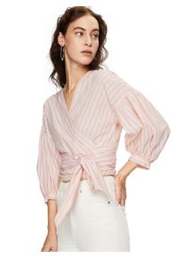 EDITED, Damen Wickelbluse 'Lene', Rosa / Weiß