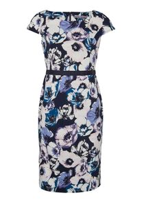 Heine, Damen Druckkleid, Nachtblau / Enzian / Helllila / Rosa / Naturweiß