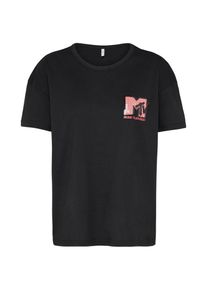 Only, Damen T-Shirt 'MTV', Pink / Schwarz