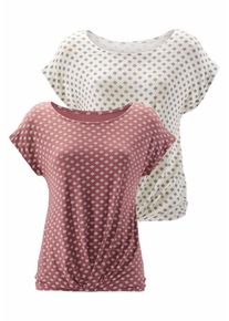 Lascana, Damen Shirt, Rosa / Naturwei&szlig;